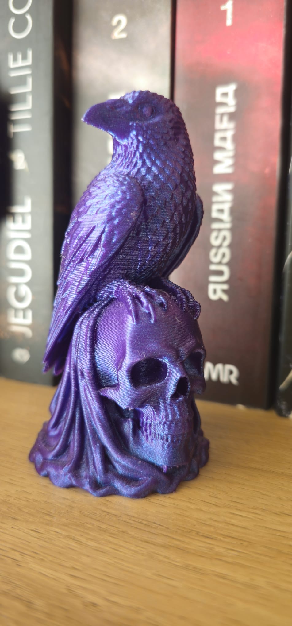 Corbeau sur crâne – Décoration de bibliothèque