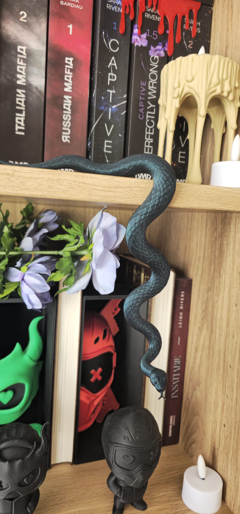 🐍 Serpent décoratif pour étagère de bibliothèque
