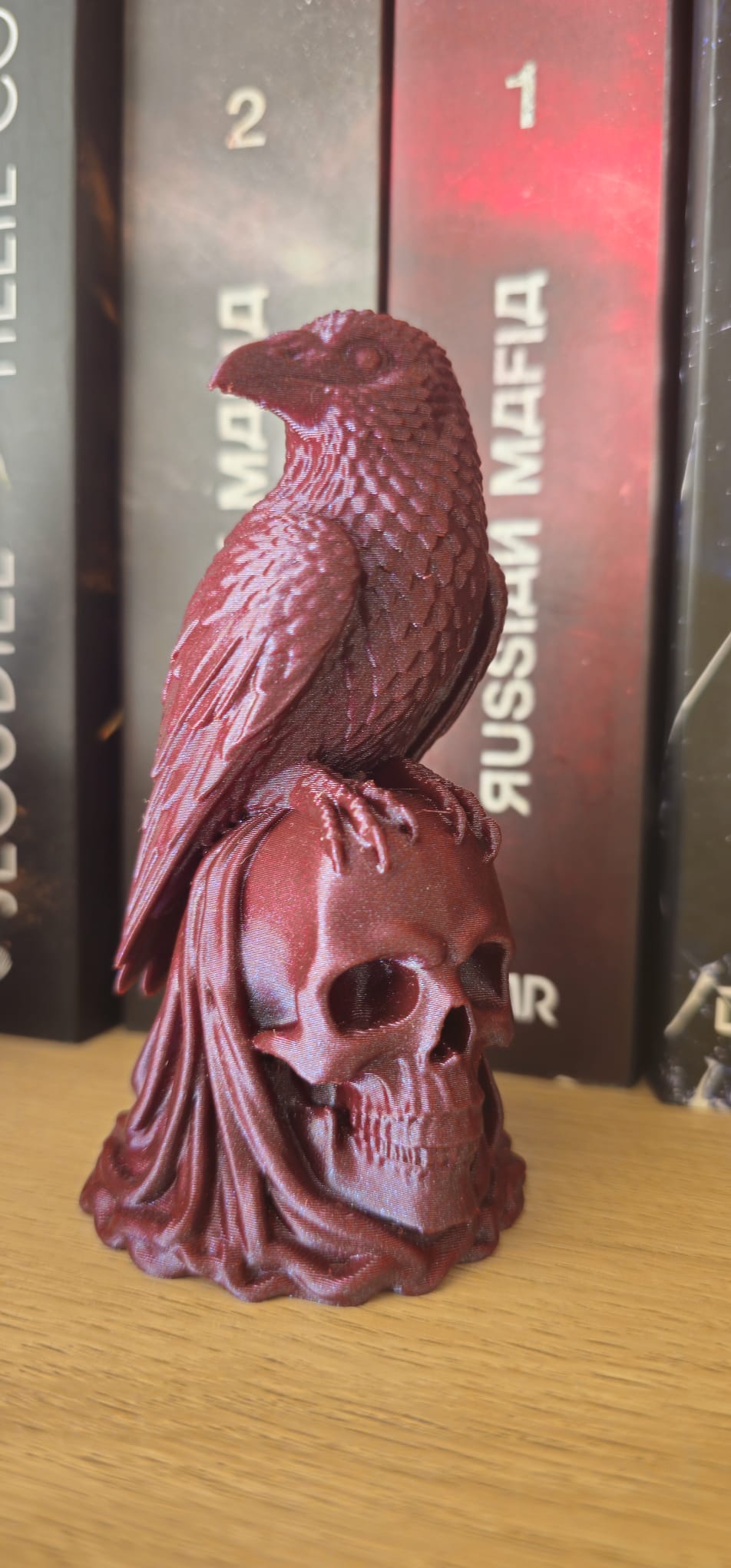 Corbeau sur crâne – Décoration de bibliothèque